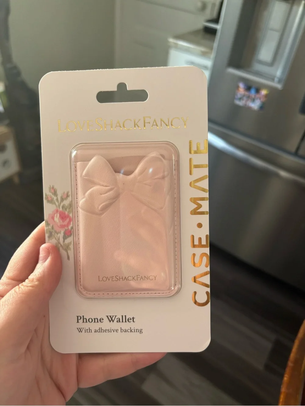 LoveShackFancy Blush Pink Bow Phone Wallet Card Holder